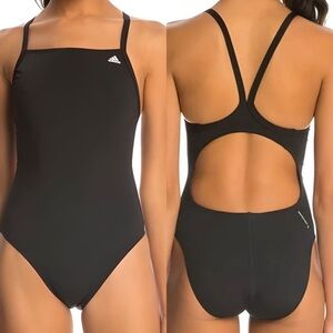 ADIDAS Women's Solid Vortex Open Back One Piece Competition Swimsuit Sz 26